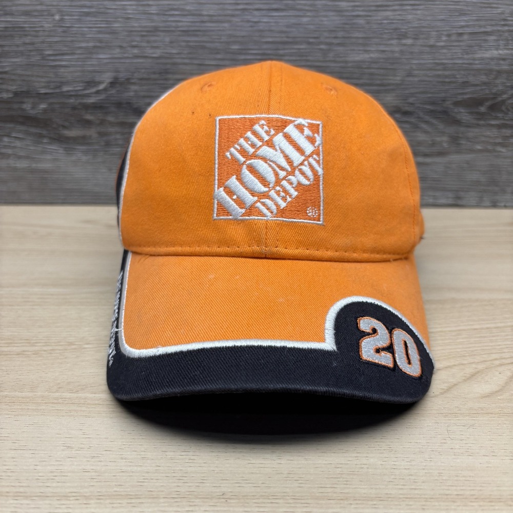 Joe Gibbs Racing Hat Cap Strap Back Orange NASCAR Home Depot 20 Tony Stewart